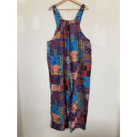 NEW Himosyber Patchwork Print Overalls Lightweight XL Women Boho Hippie Festival - Picture 15 of 16